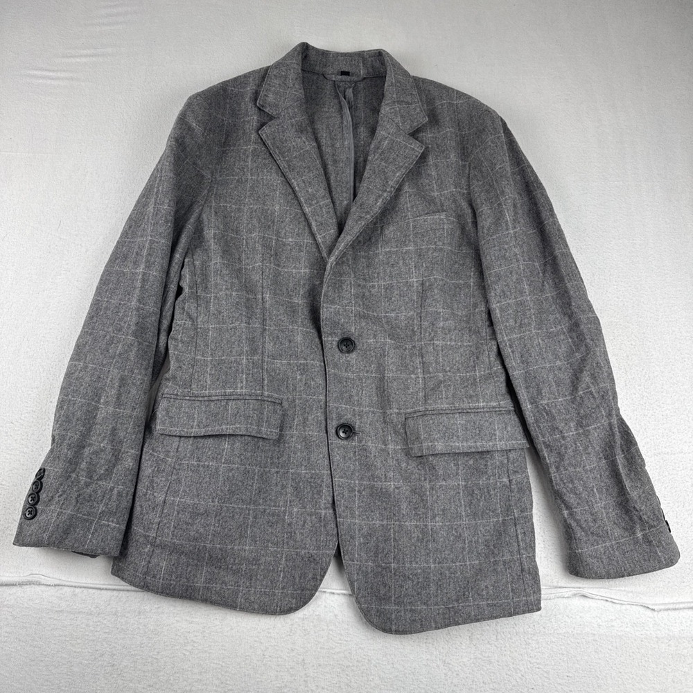 Bonobos Tollegno Men Gray Windowpane Unstructured Blazer 40R Slim Fit Wool blend
